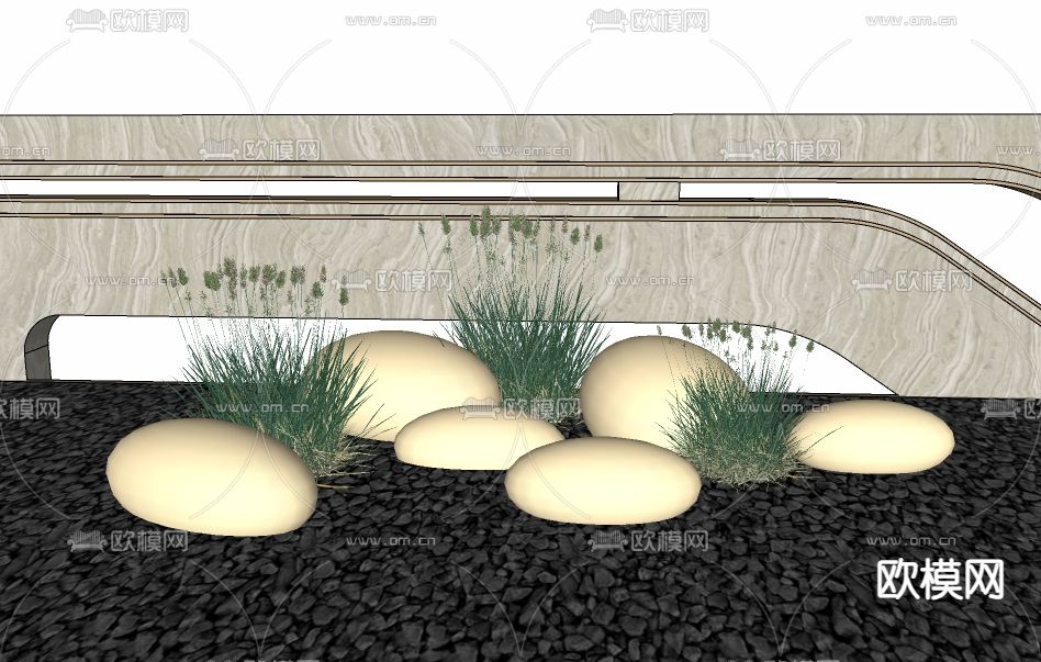 景观灯 石头灯su模型下载（渲染图3）