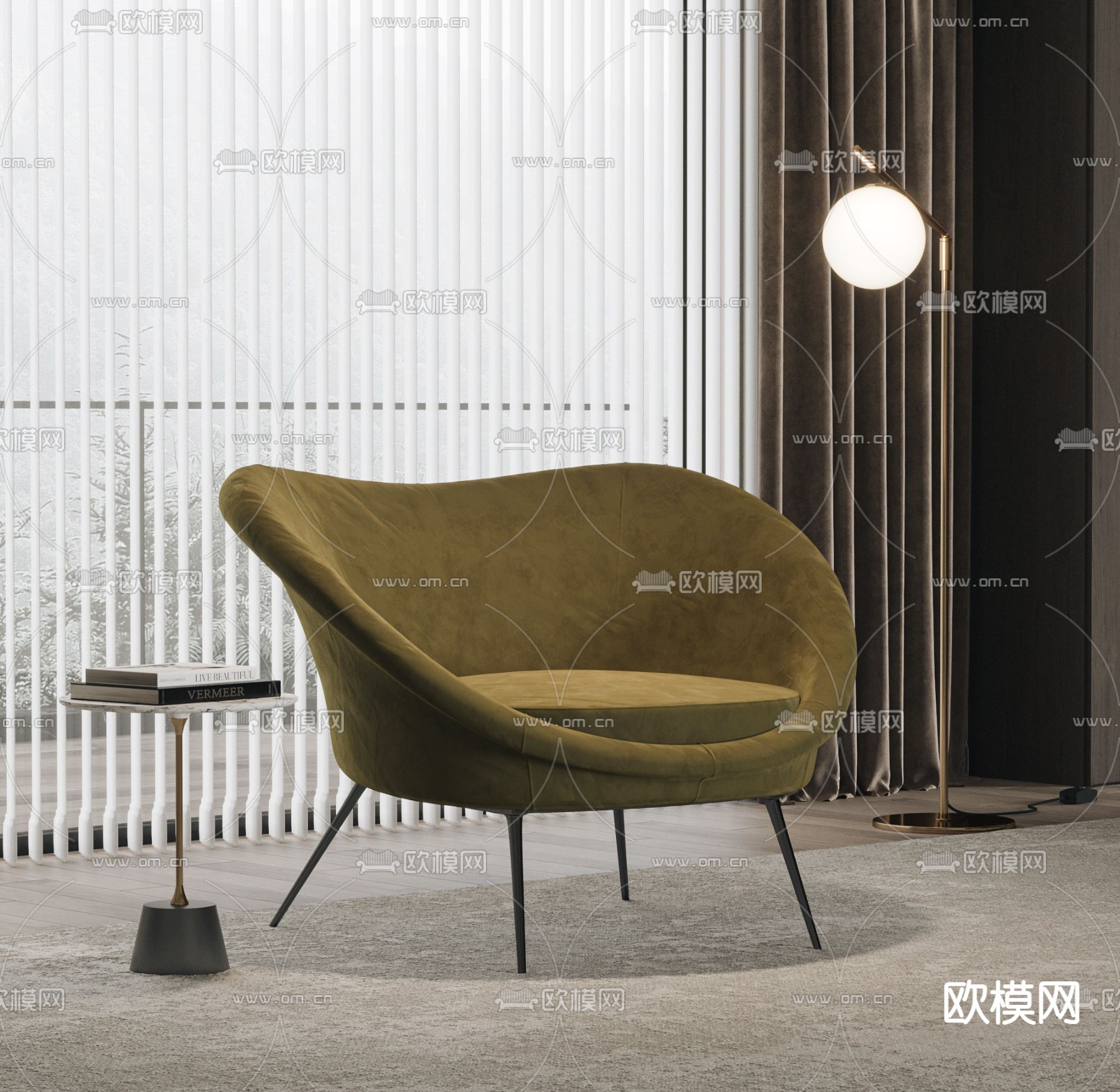 Molteni & C  休闲椅su模型下载（渲染图1）