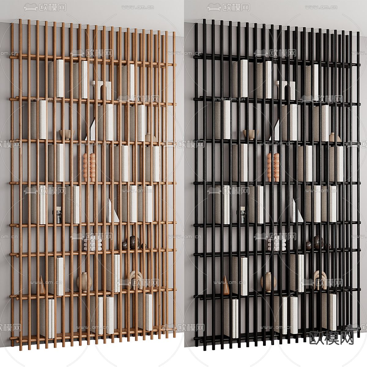 现代书架 置物架 隔断3d模型下载（渲染图1）