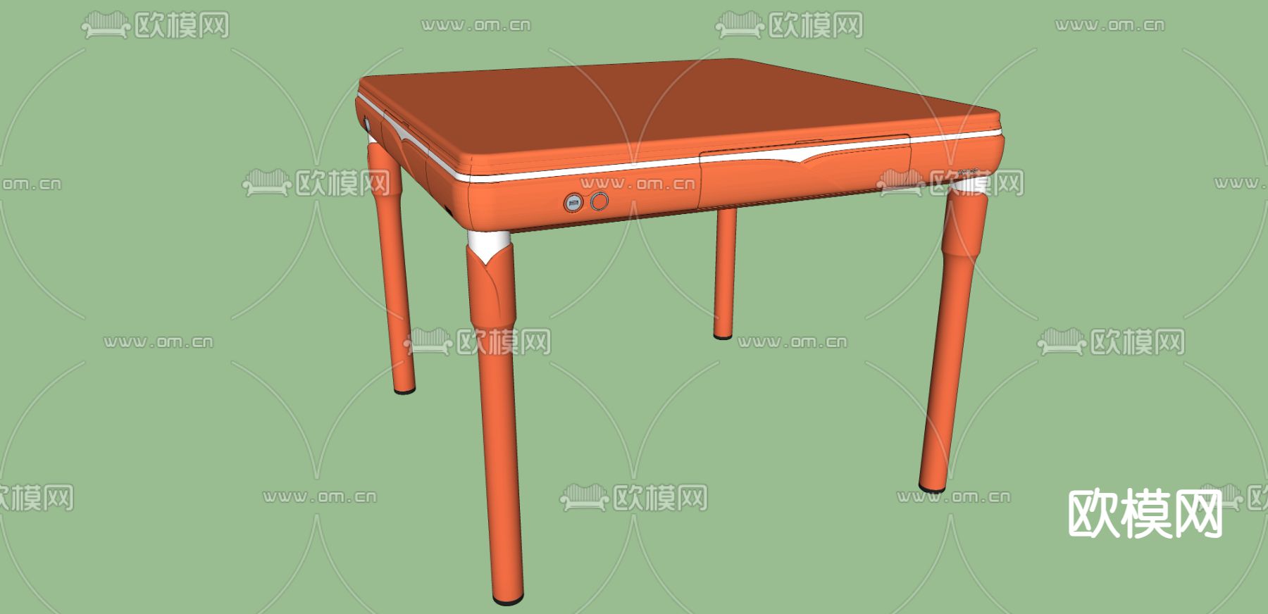 麻将桌su模型下载（渲染图2）