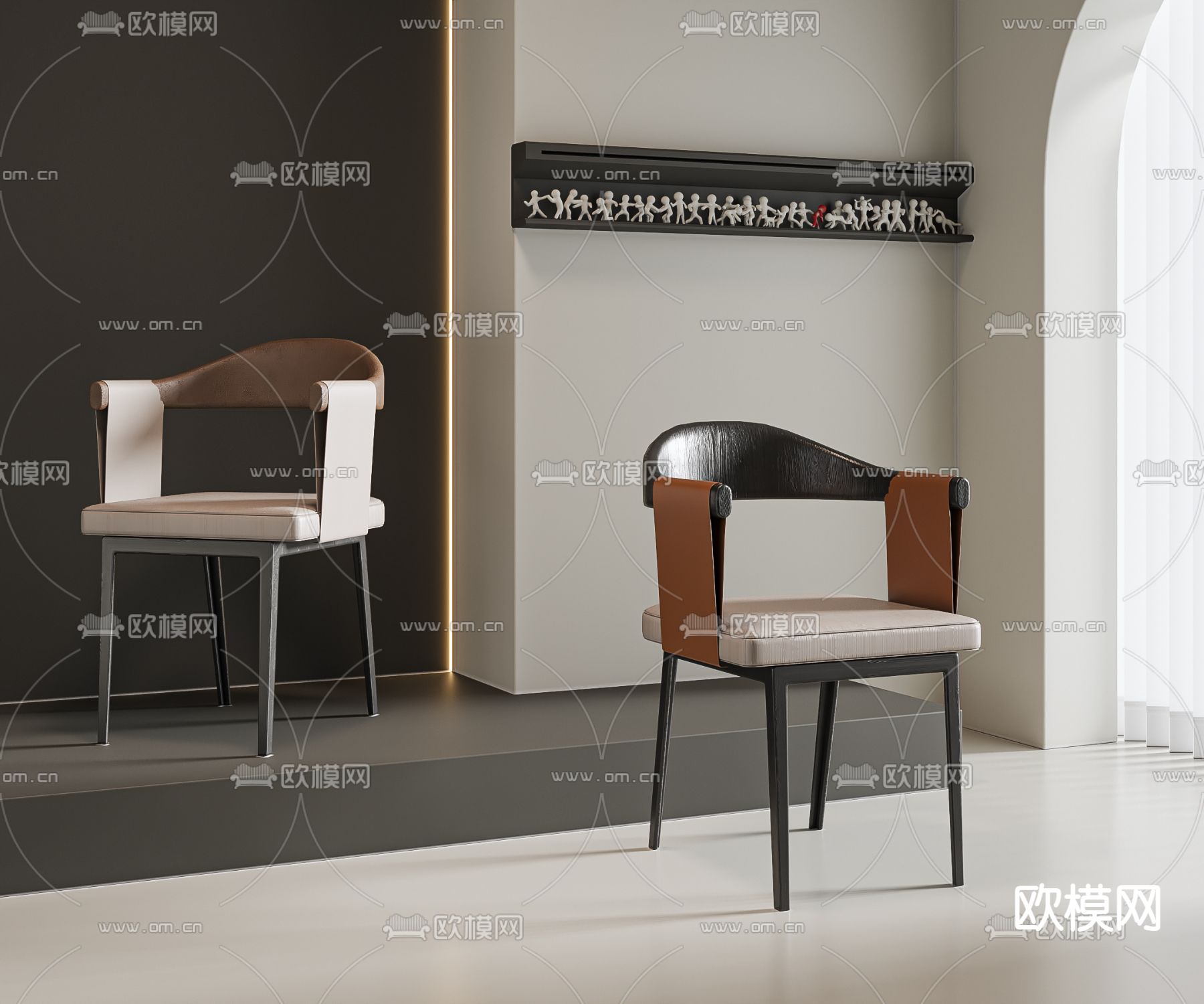 皮革椅子 餐椅3d模型下载