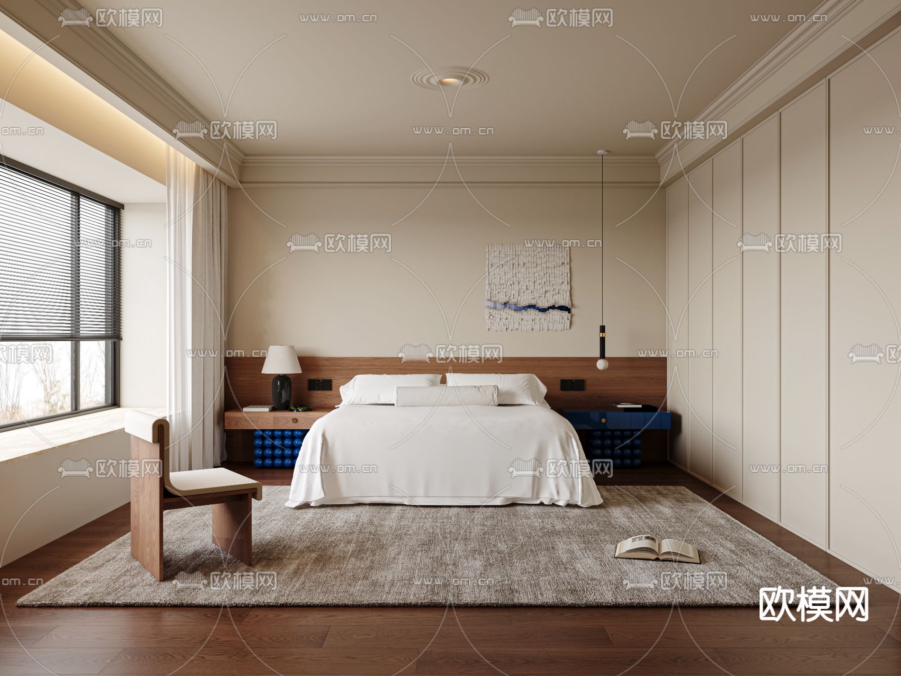 中古风卧室su模型下载（渲染图1）