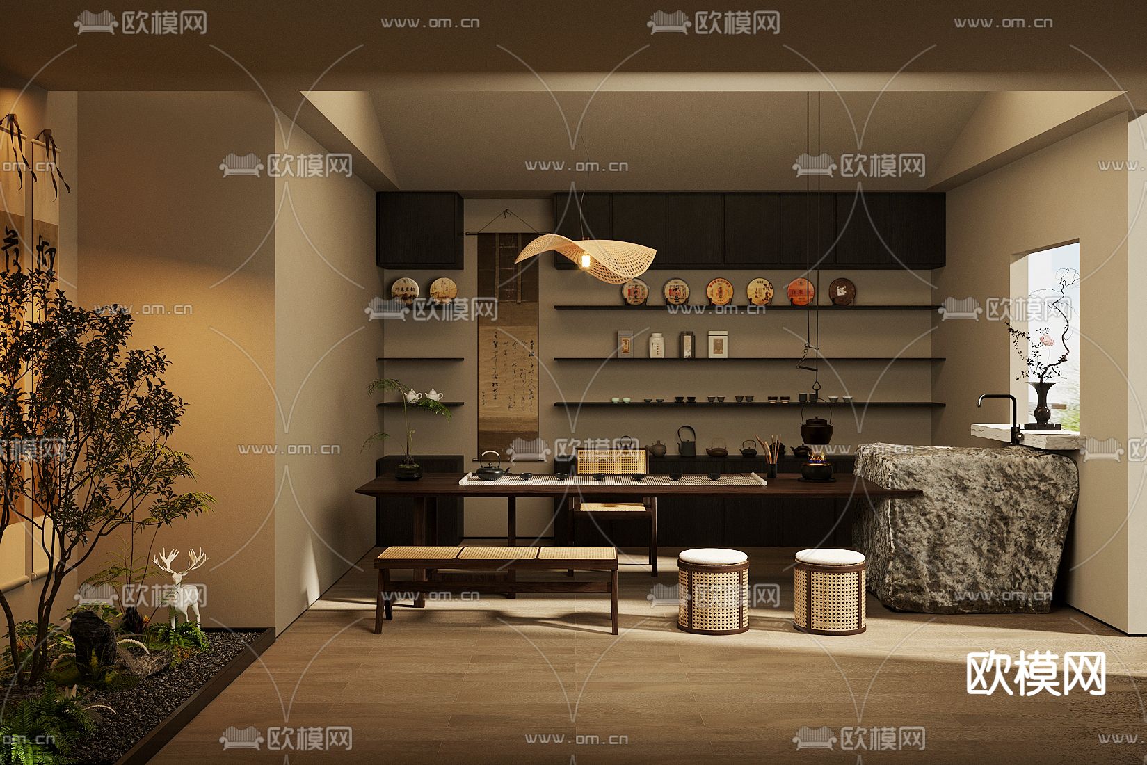 新中式茶馆 品茶室3d模型下载