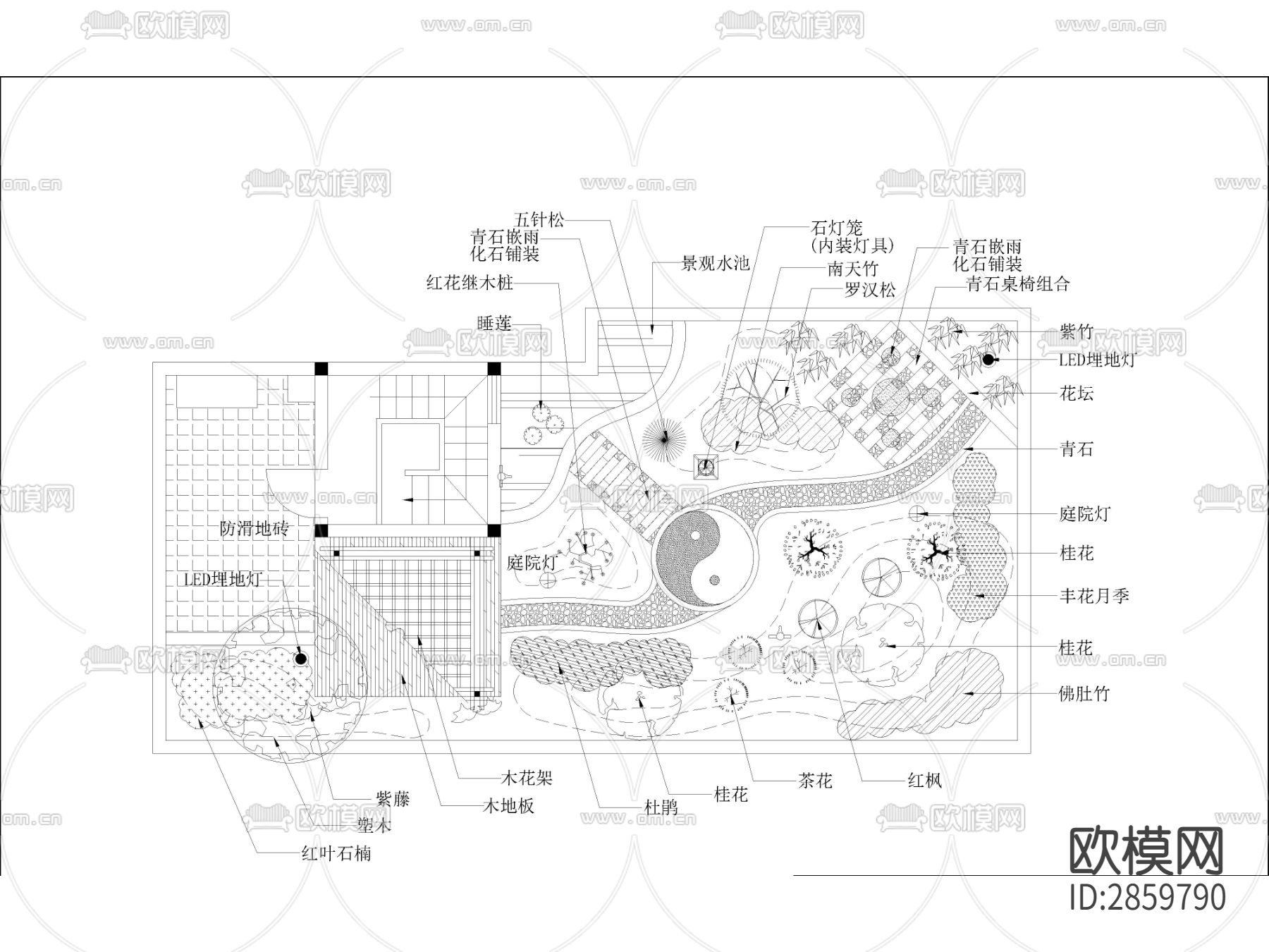 园林景观绿化cad施工图下载