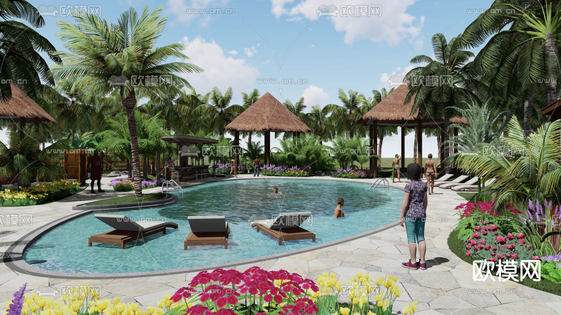 温泉度假su模型下载（渲染图1）