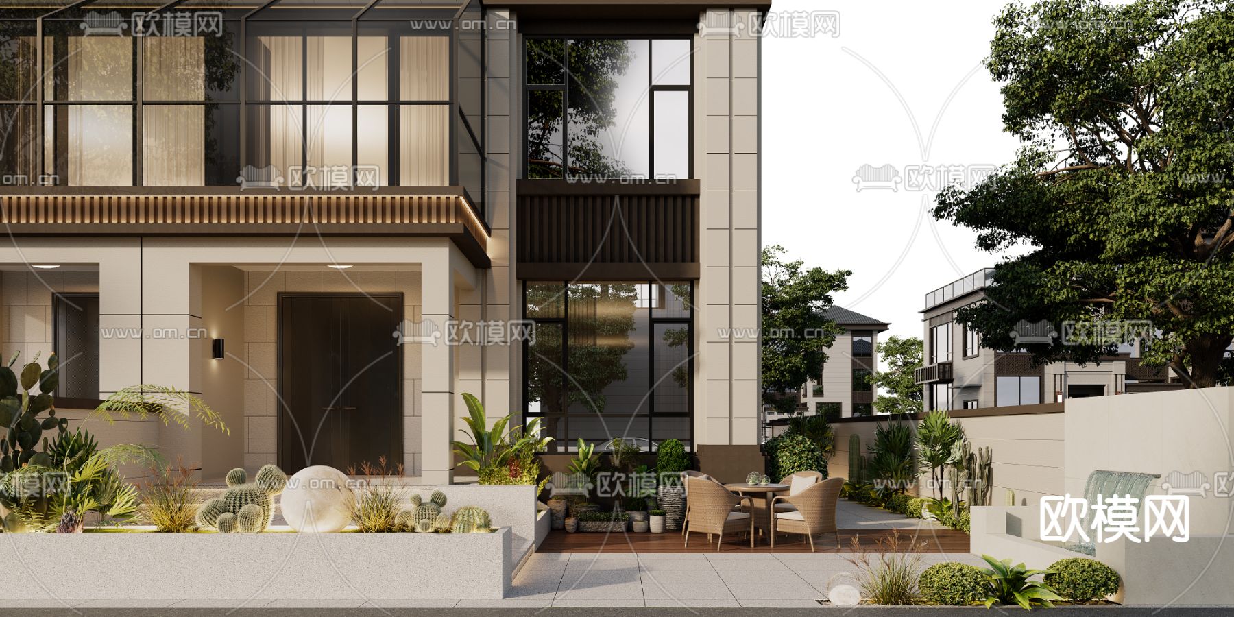 别墅花园3d模型下载