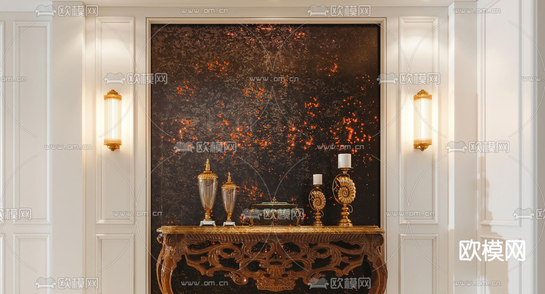 简欧门厅 玄关过道3d模型下载（渲染图2）