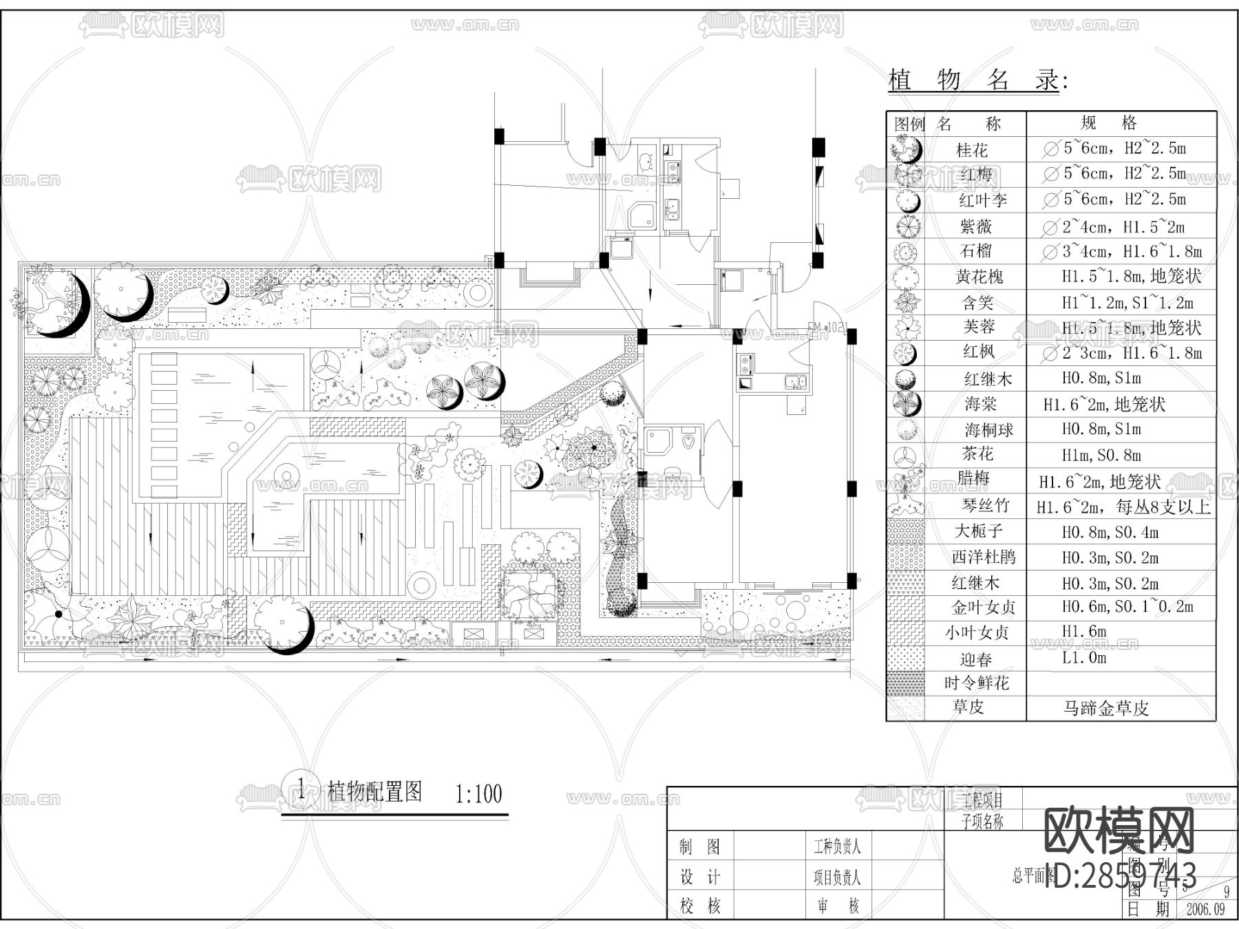 园林景观绿化cad施工图下载（渲染图1）