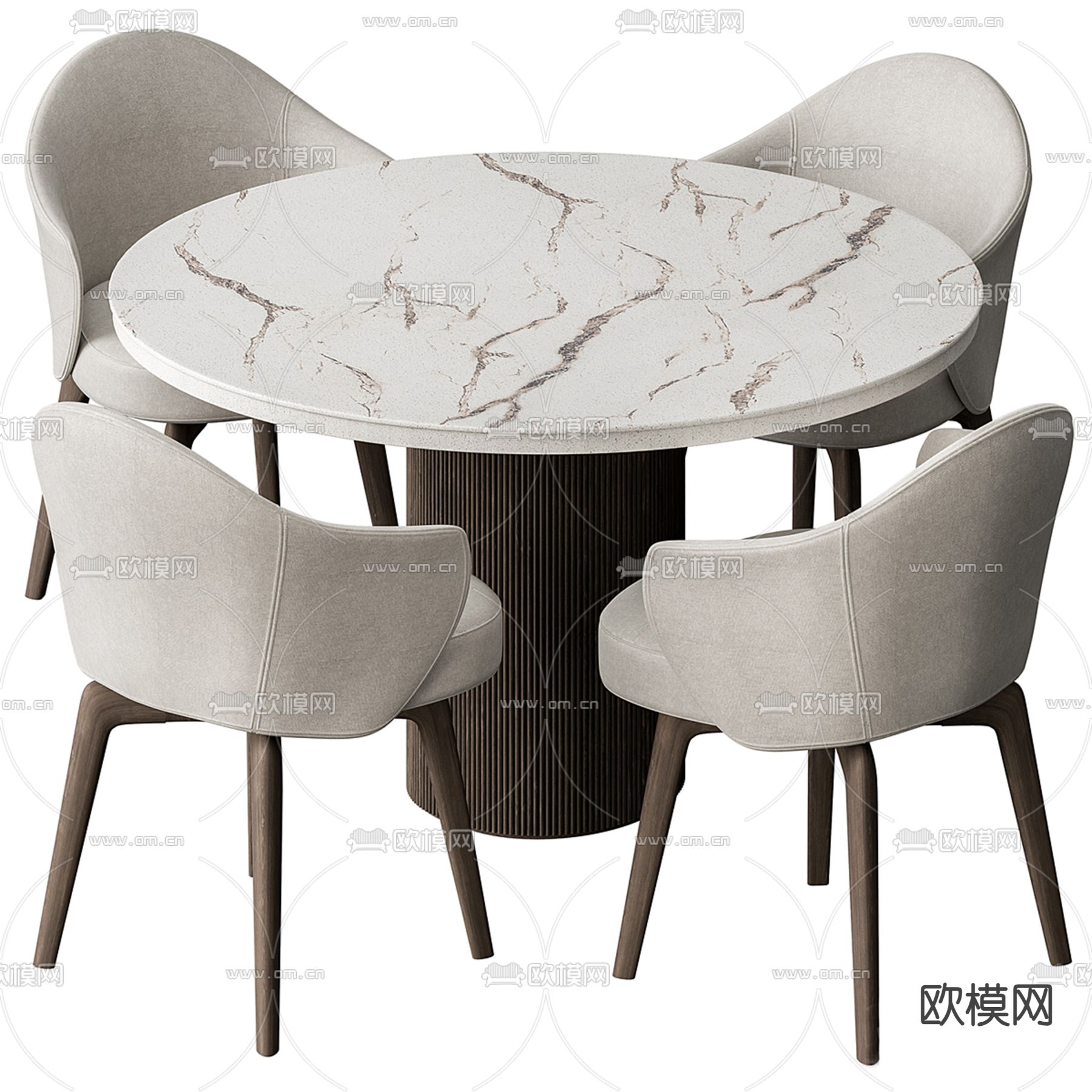 大理石餐桌椅 圆餐桌3d模型下载