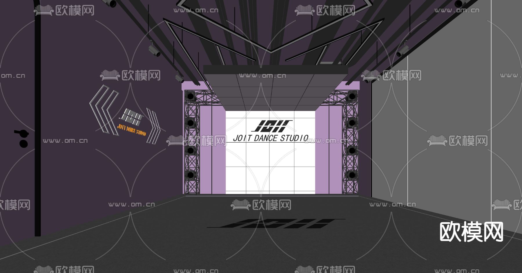 工业风街舞教室su模型下载（渲染图2）
