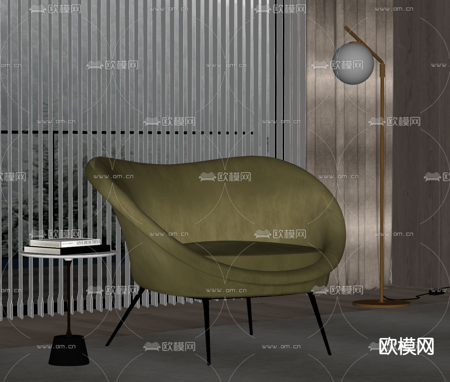 Molteni & C  休闲椅su模型下载（渲染图2）