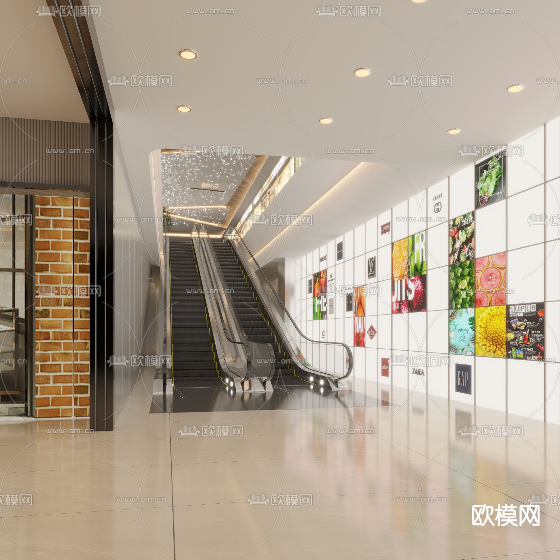 商场电梯 超市电梯su模型下载（渲染图1）