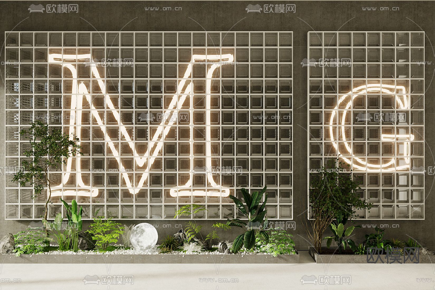 玻璃砖隔断 屏风3d模型下载