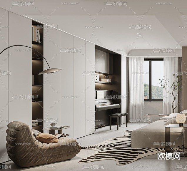 现代客厅3d模型下载(渲染图2)