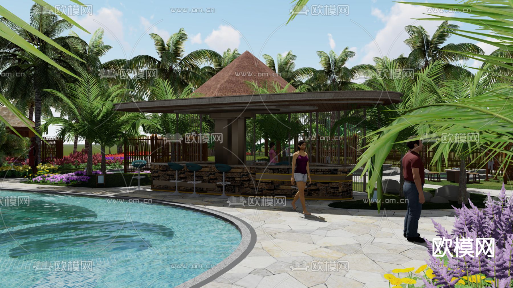 温泉度假su模型下载（渲染图3）