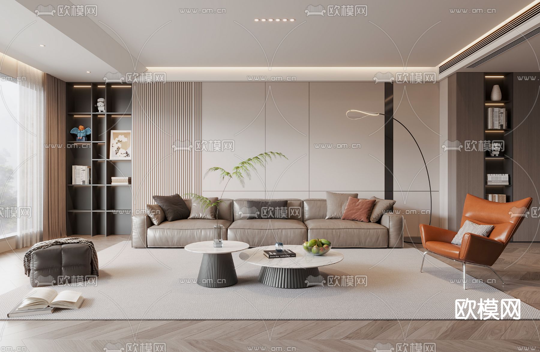 现代客厅3d模型下载