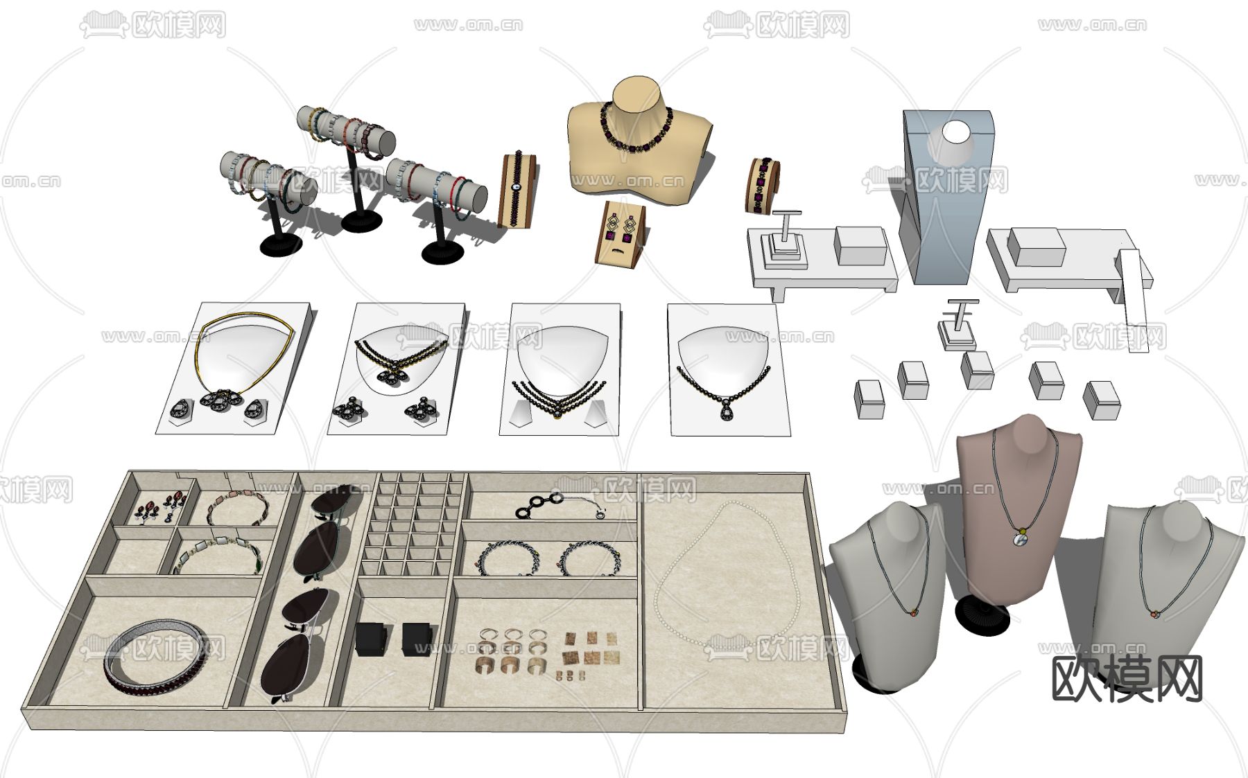 现代首饰珠宝su模型下载（渲染图1）
