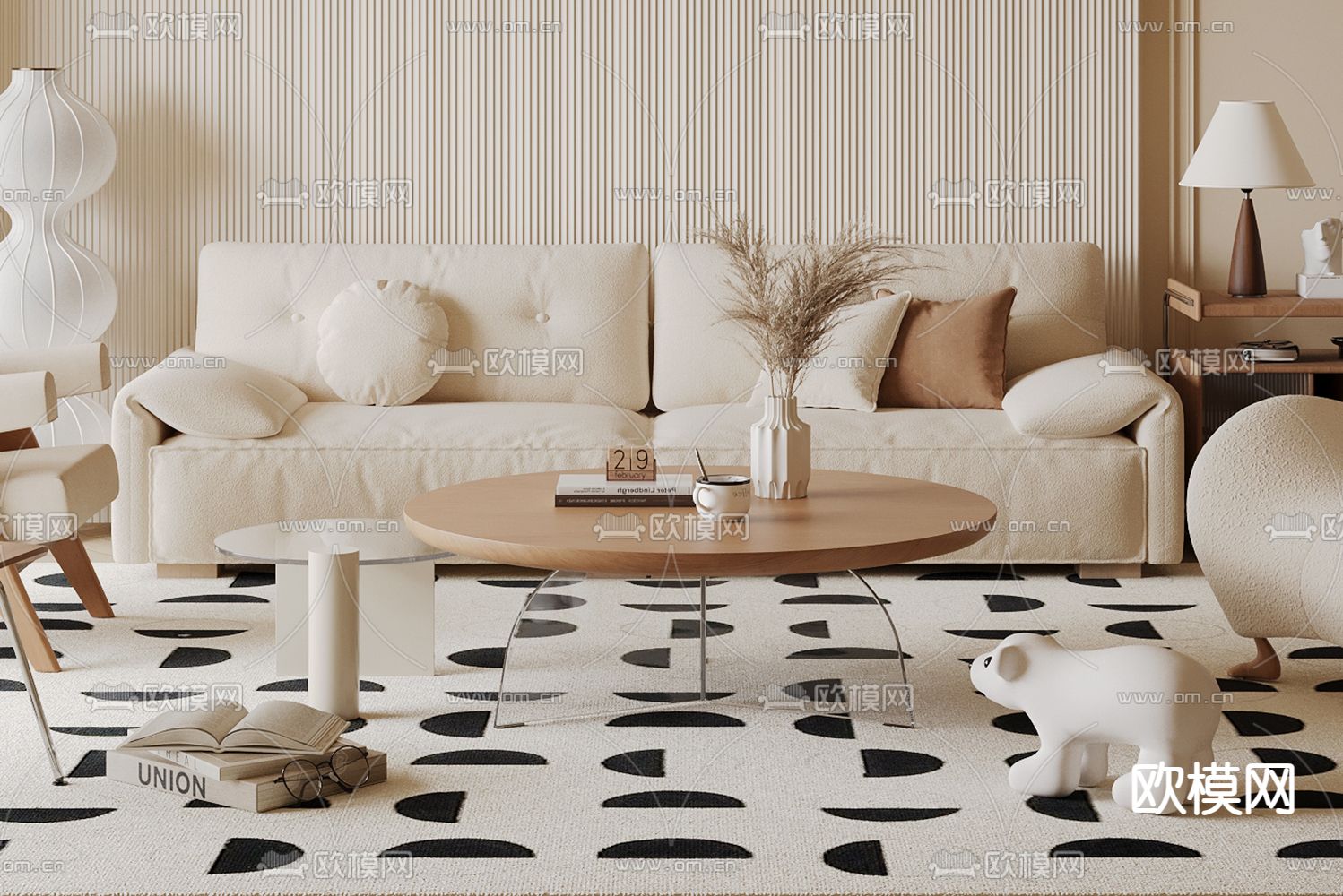 法式客厅3d模型下载（渲染图3）