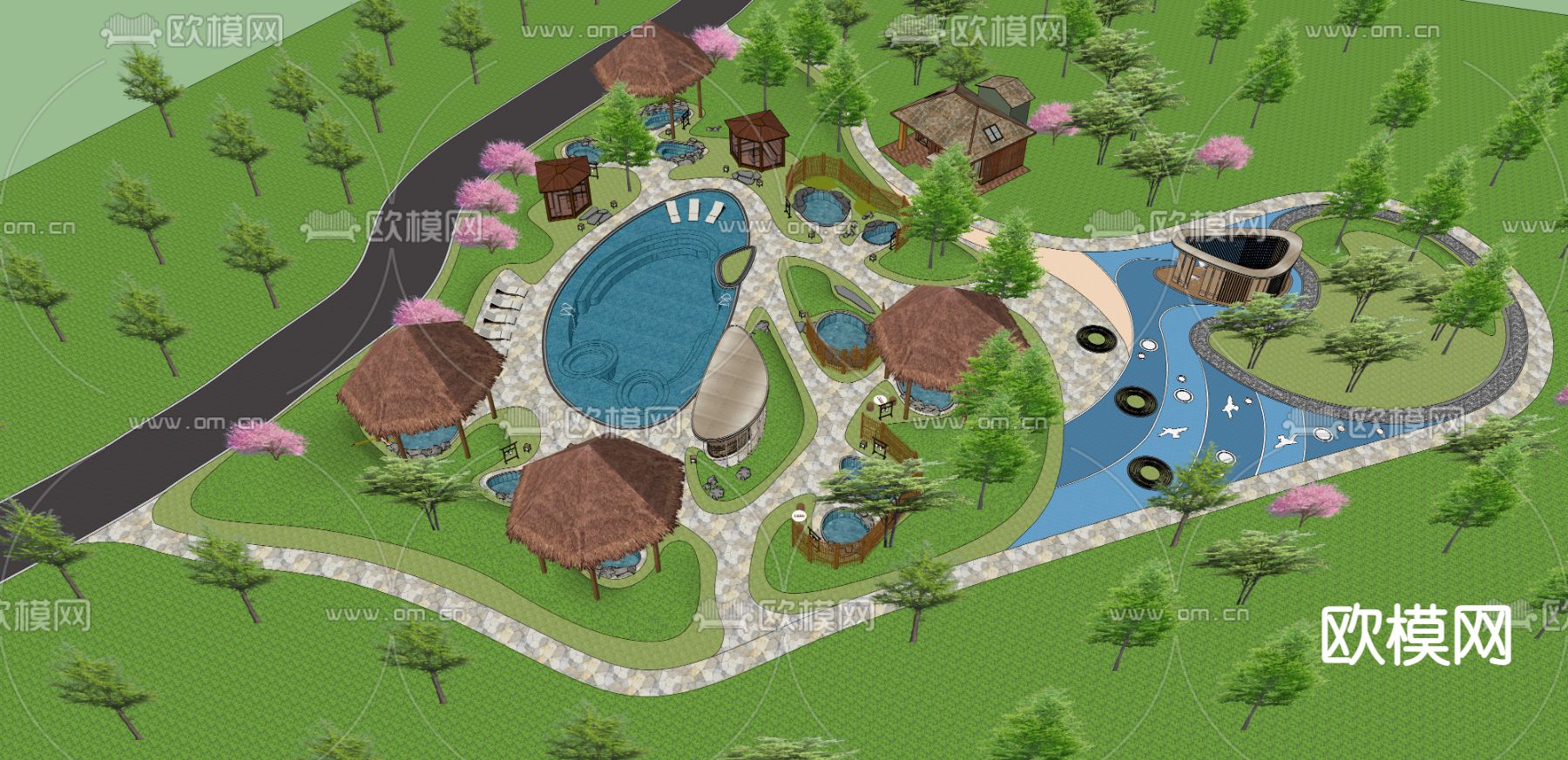 温泉度假su模型下载（渲染图4）