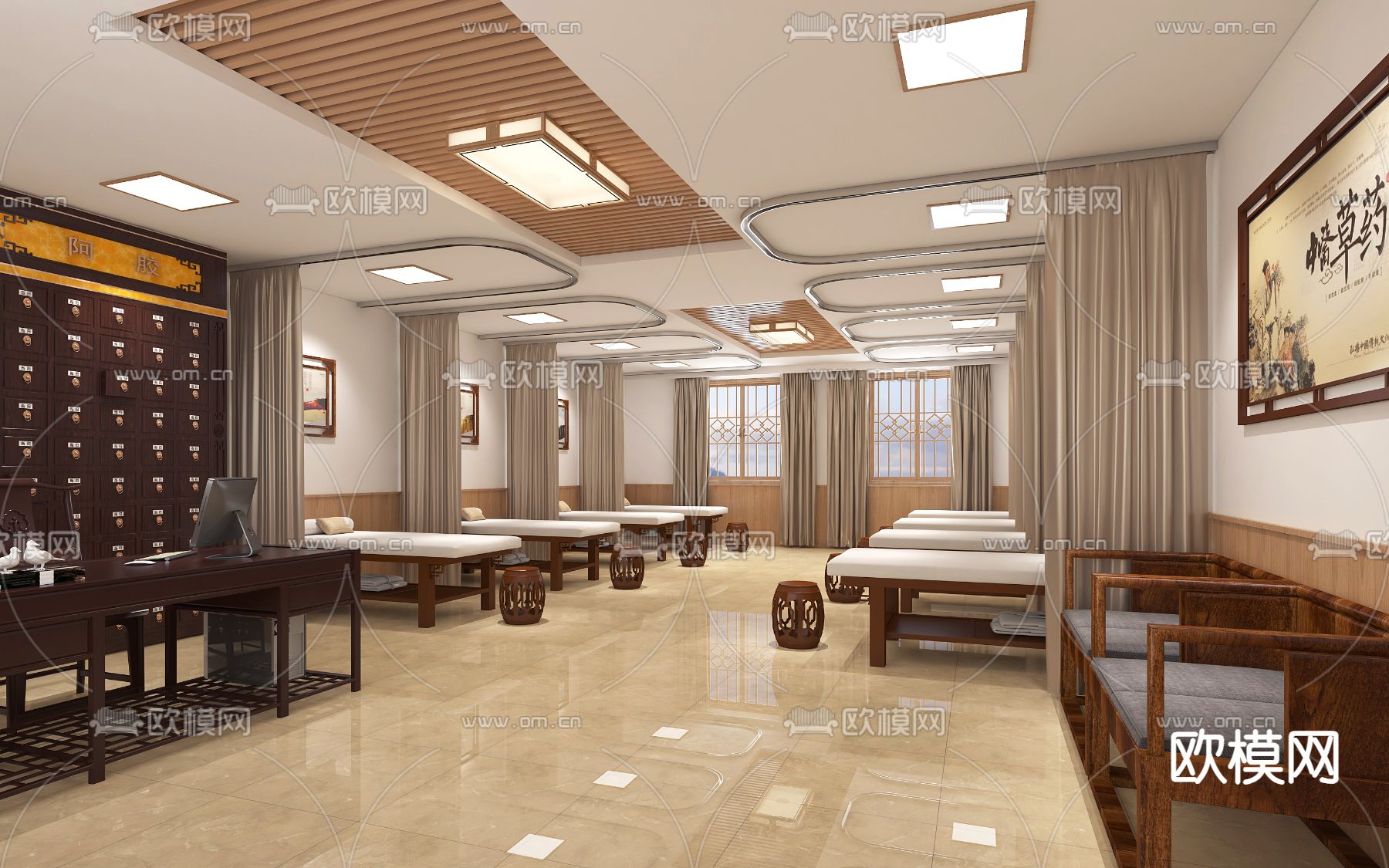 中式中医馆 诊室3d模型下载