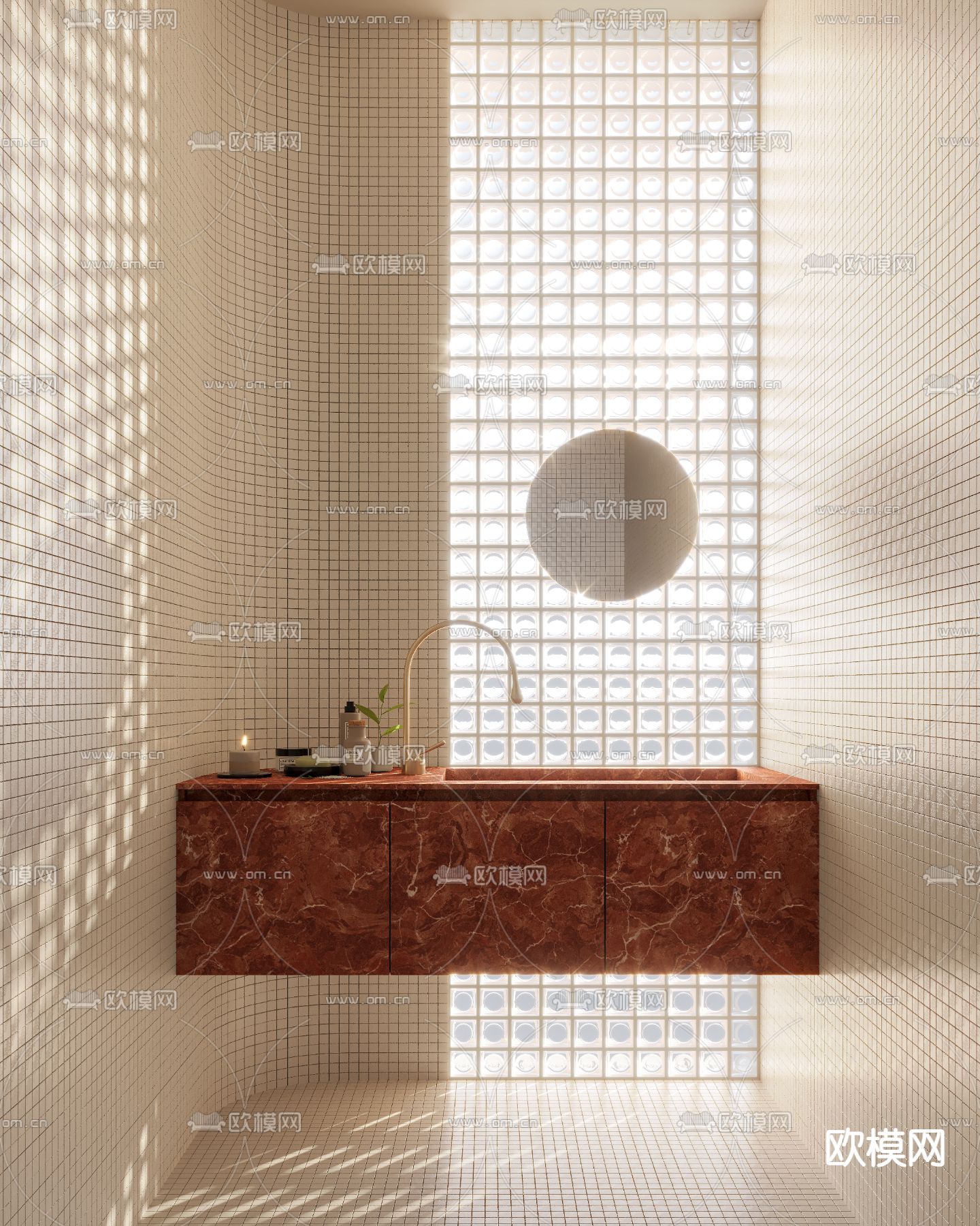 轻奢台盆 悬浮洗手台 卫浴柜3d模型下载