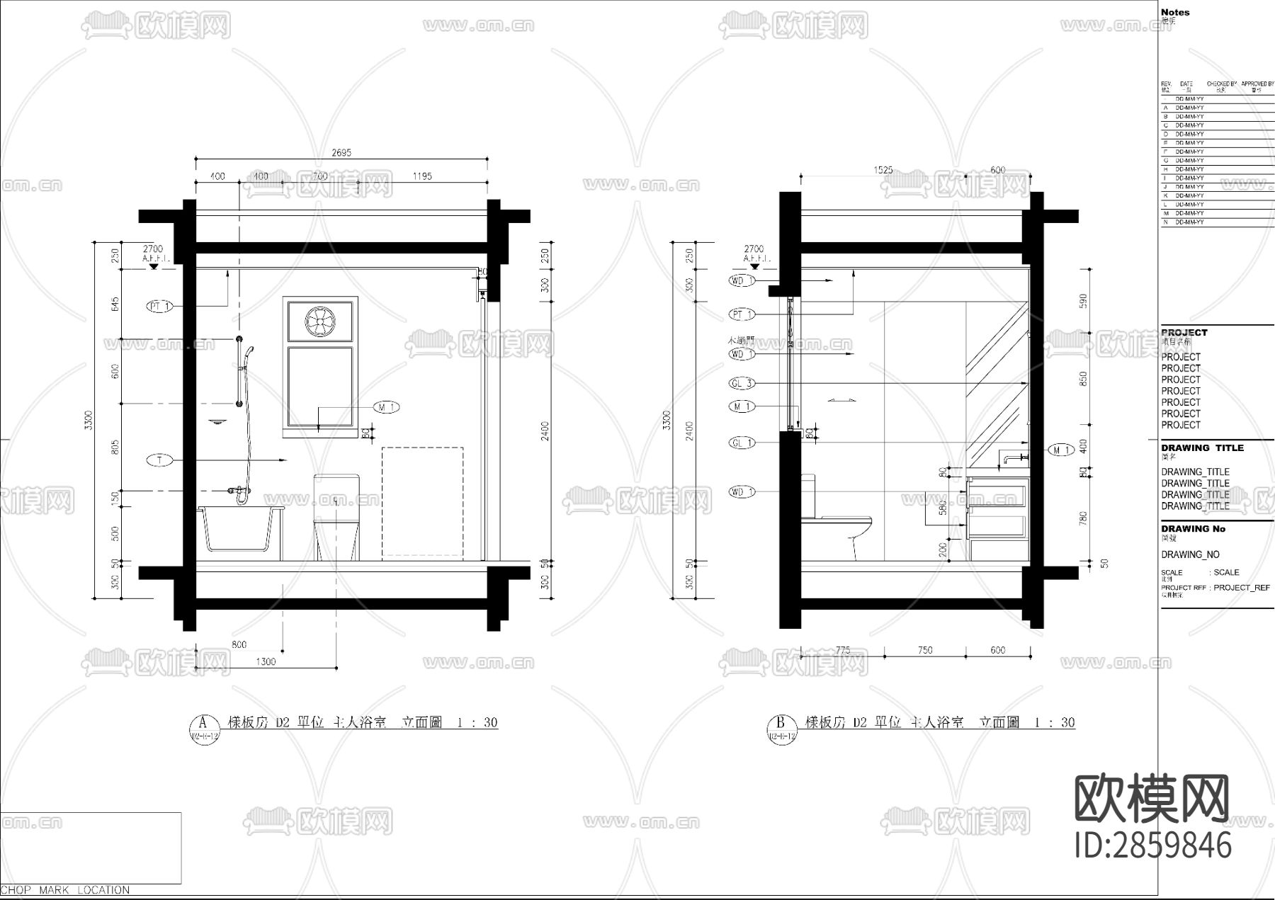 欧式风格平层cad施工图下载（渲染图7）