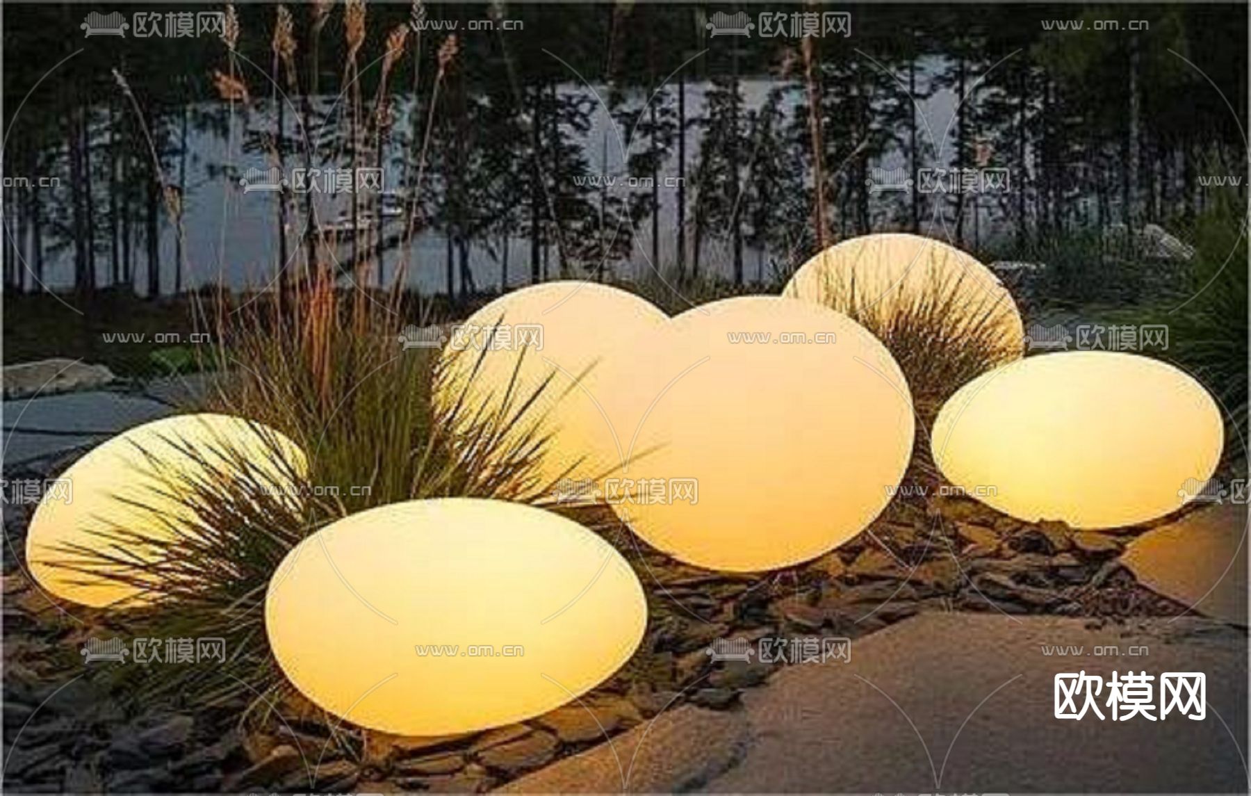 景观灯 石头灯su模型下载（渲染图1）