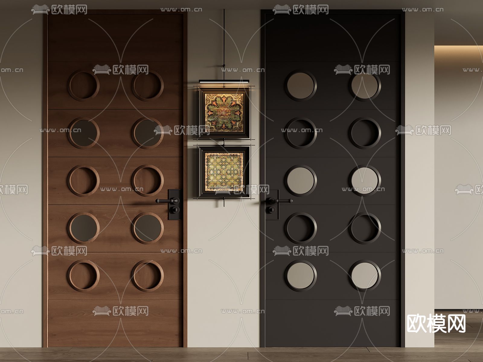 中古风单开门su模型