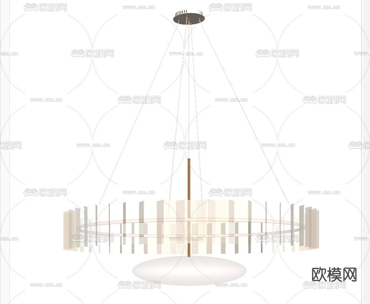 奶油风环形吊灯su模型下载（渲染图2）