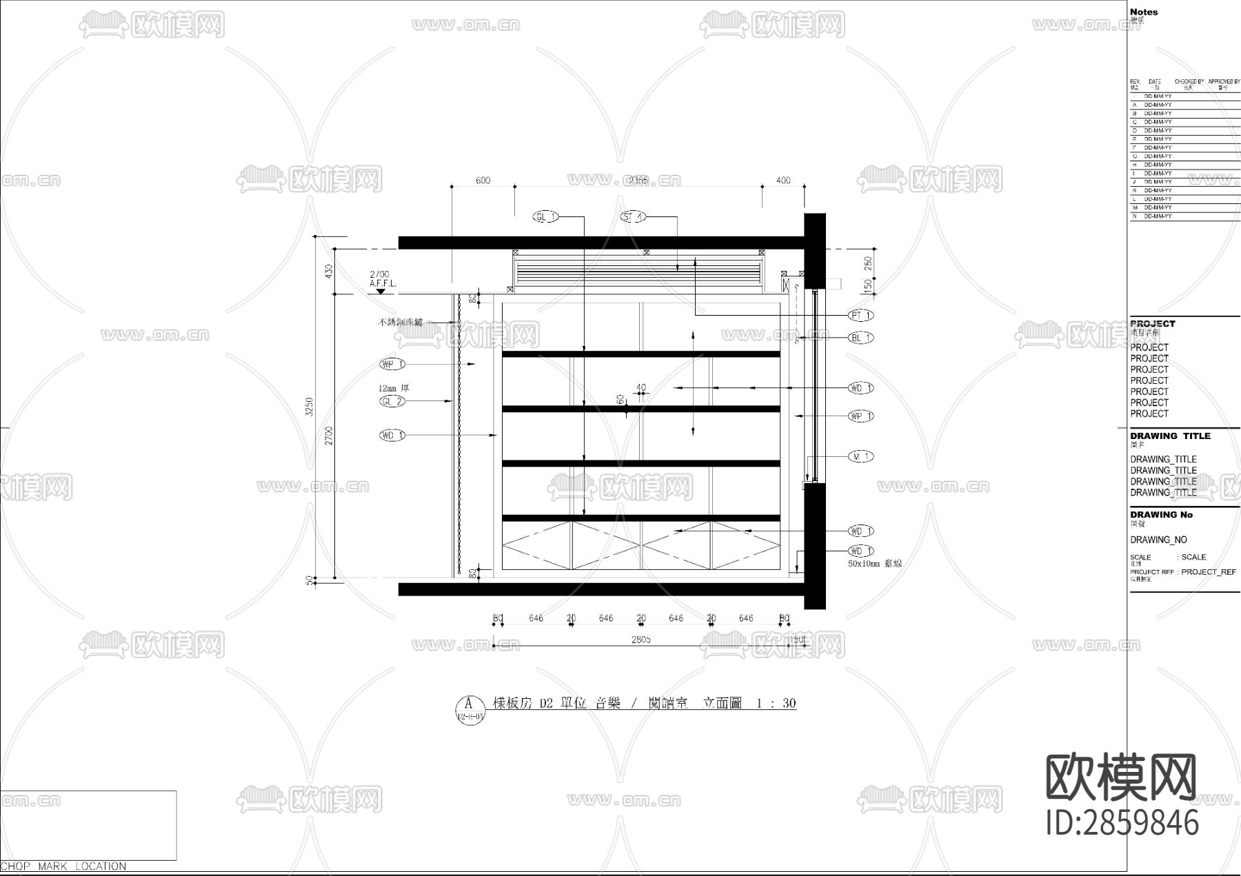 欧式风格平层cad施工图下载（渲染图4）