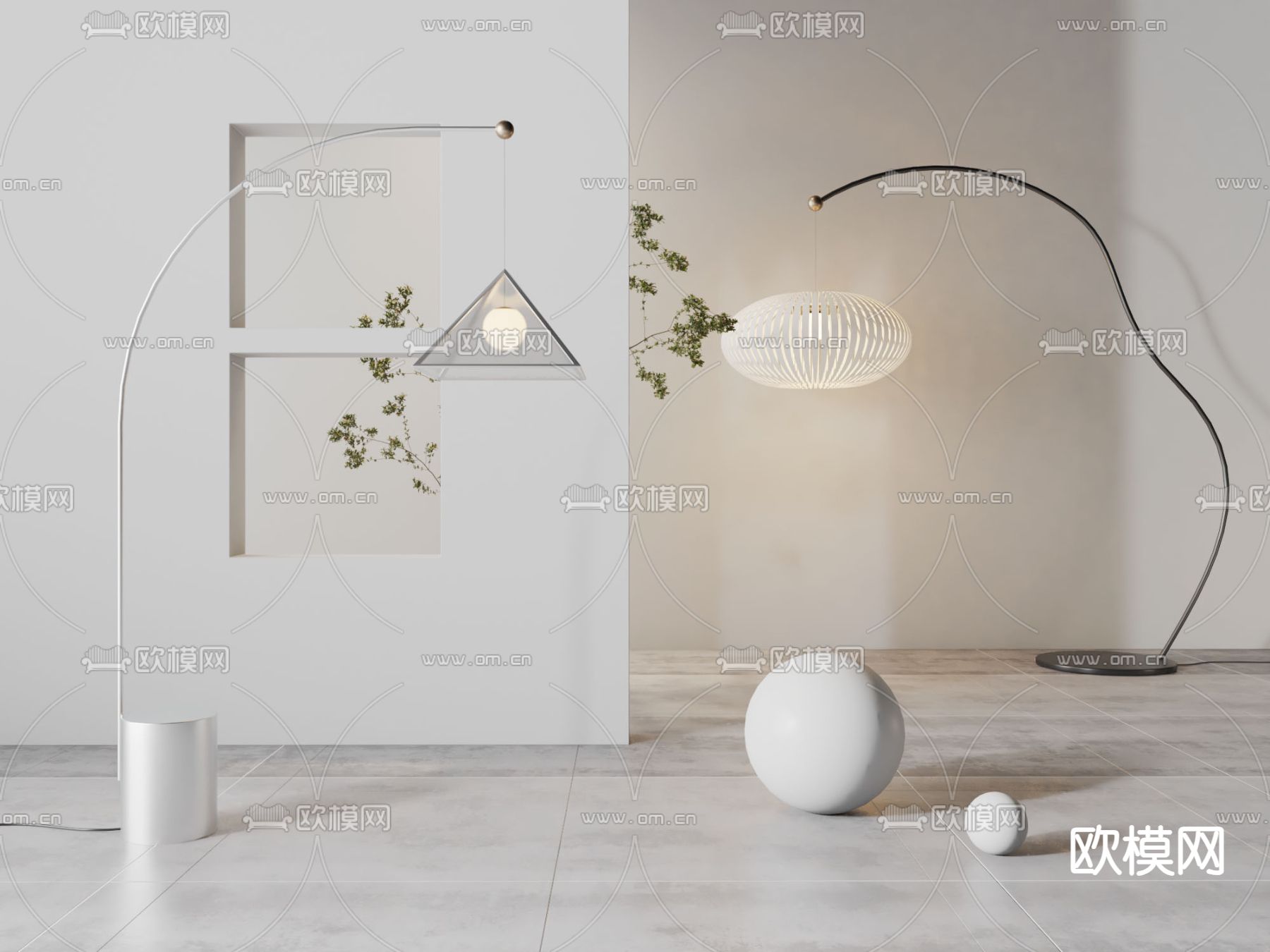 现代落地灯su模型下载（渲染图1）