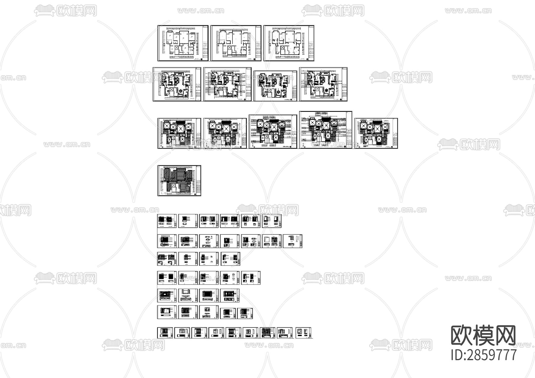 美式风格大平层cad施工图下载（渲染图1）