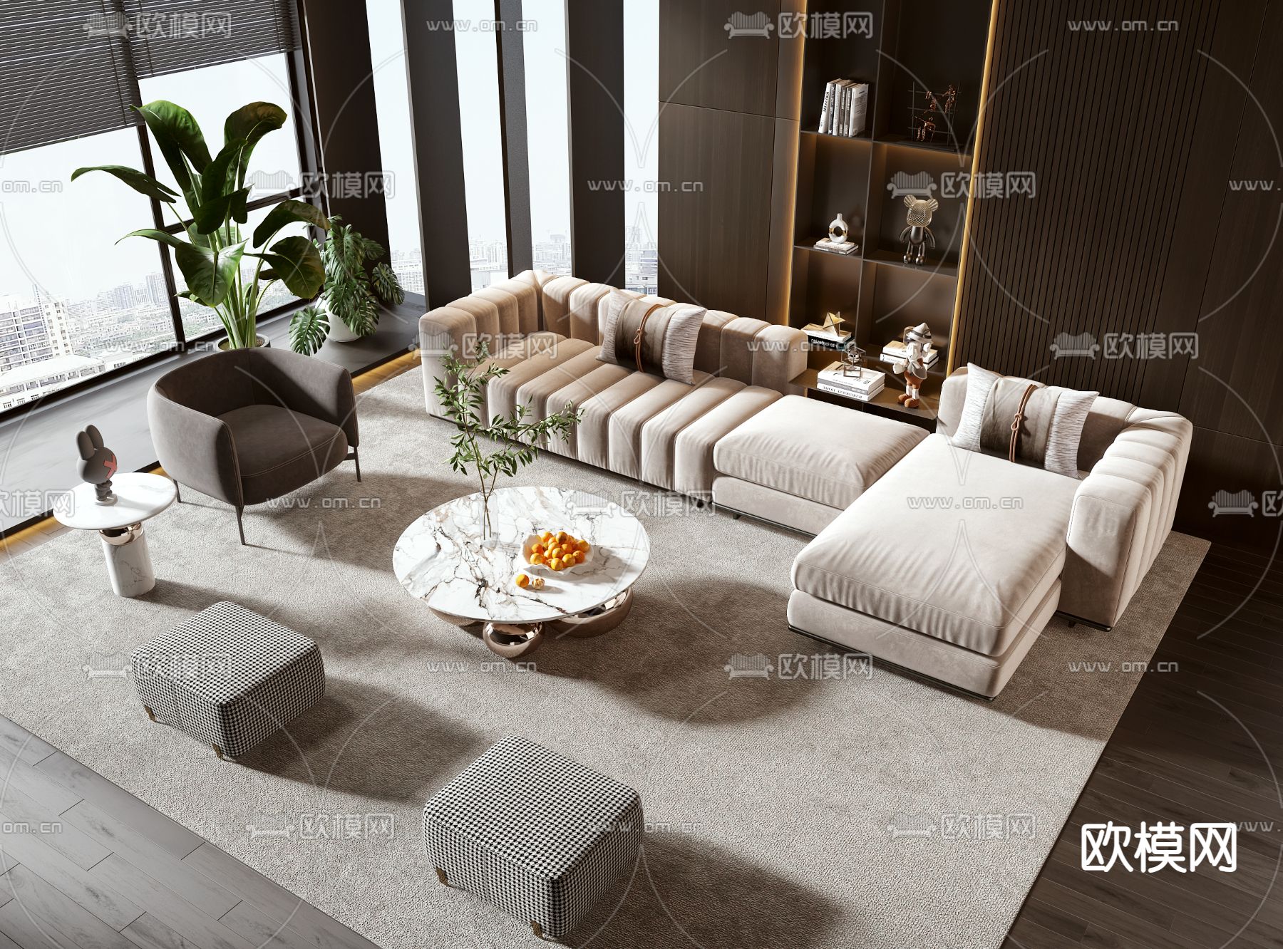 现代组合沙发3d模型下载_ID14290706_3dmax免费模型-欧模网
