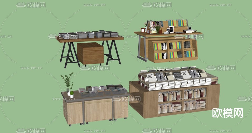 图书馆书店 中岛展柜su模型下载(渲染图2)