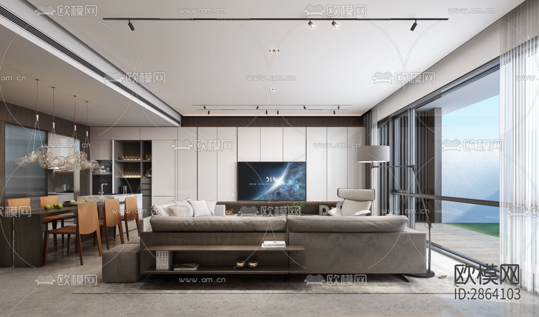 家装平层cad施工图下载（渲染图7）