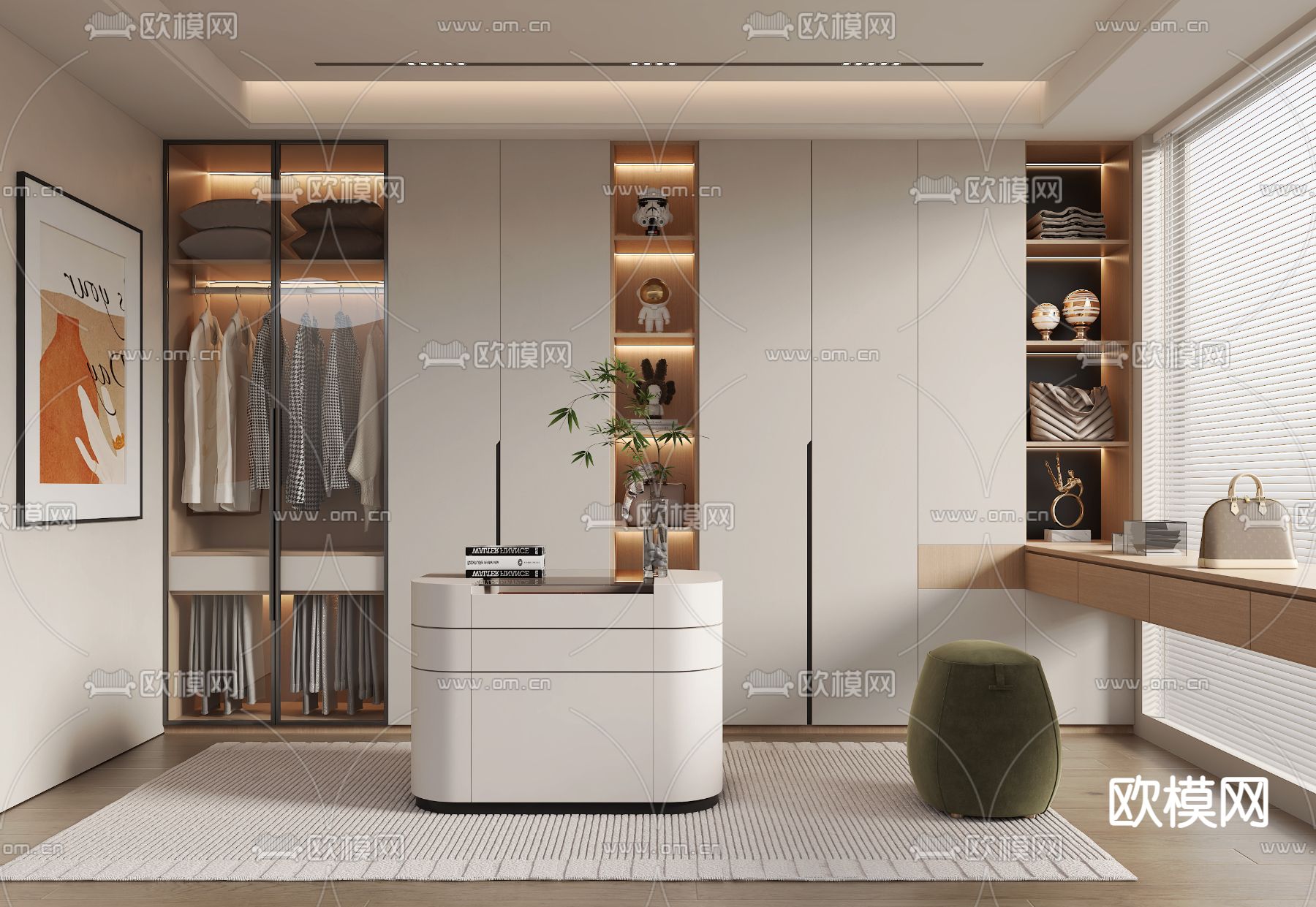 现代衣帽间 中岛柜3d模型下载