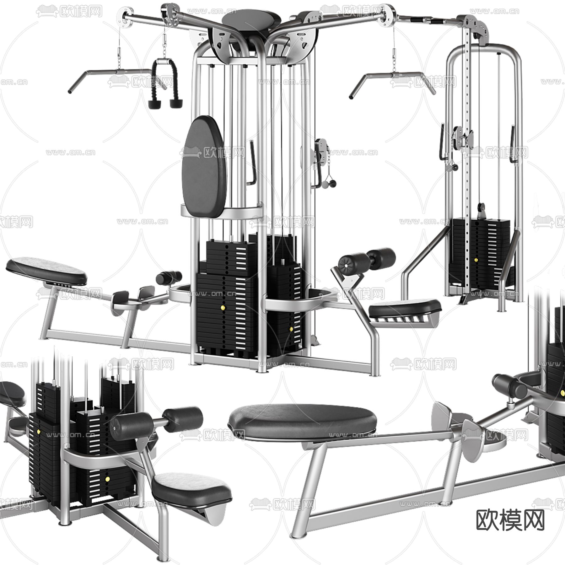 健身器材 多功能训练机3d模型下载（渲染图1）