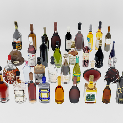  洋酒 红酒 白酒su模型 