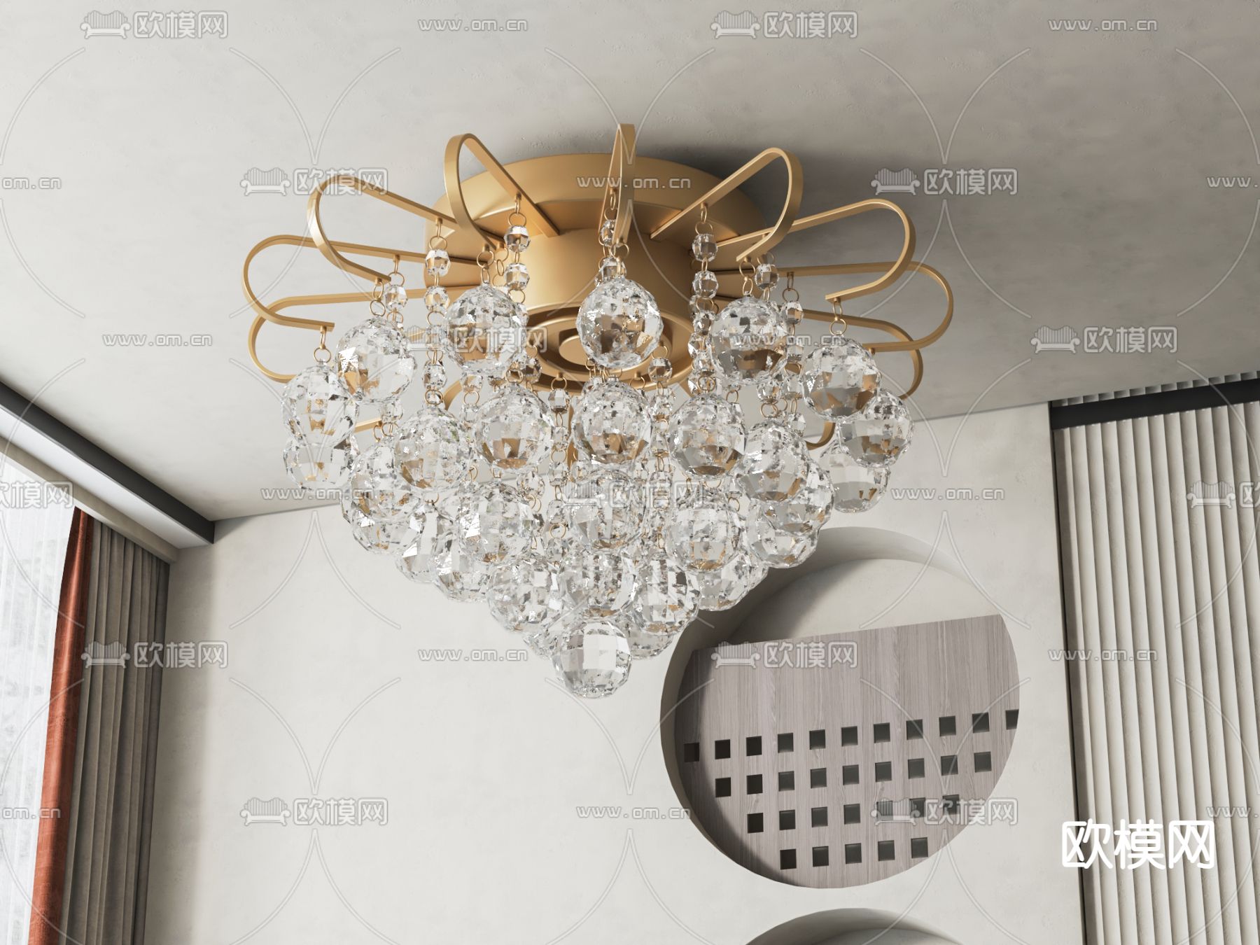 轻奢吸顶灯 水晶吸顶灯3d模型下载