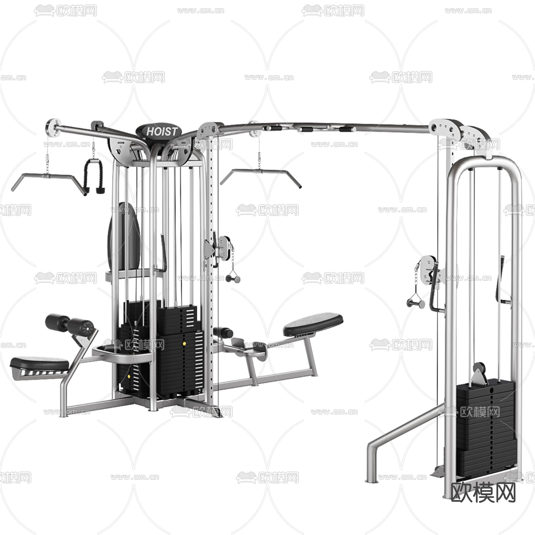 健身器材 多功能训练机3d模型下载（渲染图3）