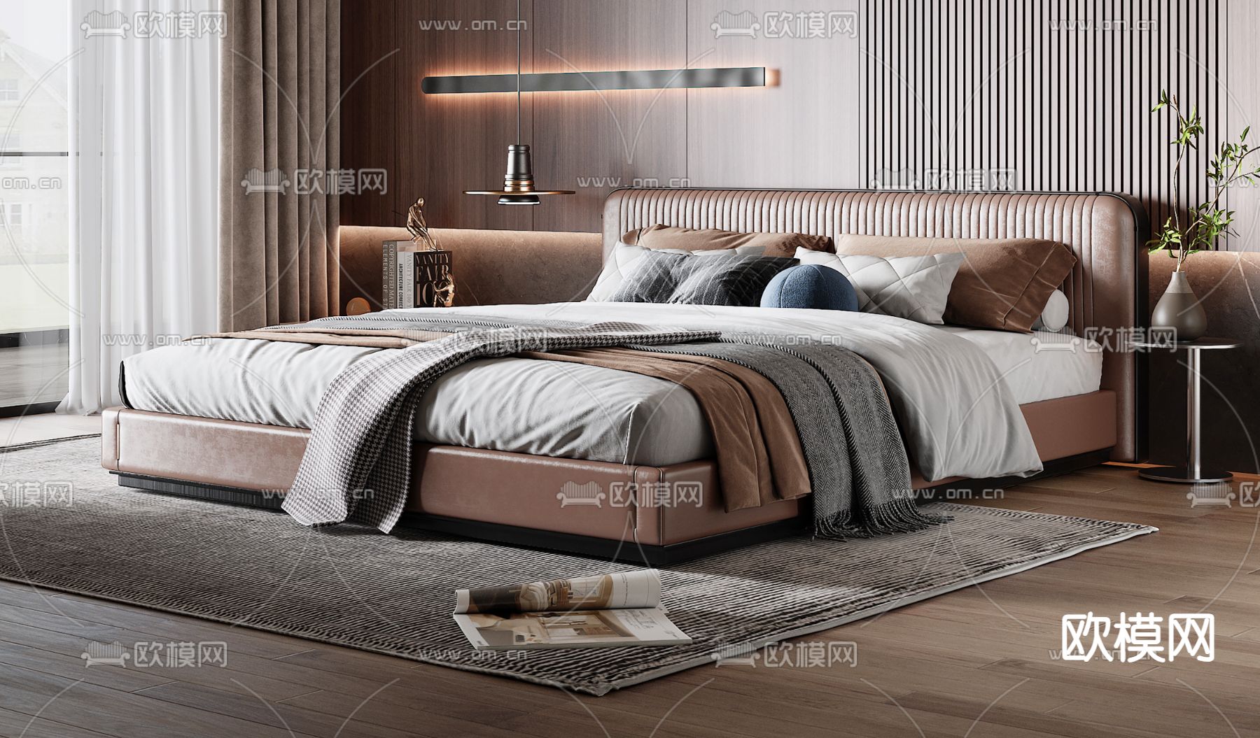 Minotti 双人床su模型下载（渲染图3）