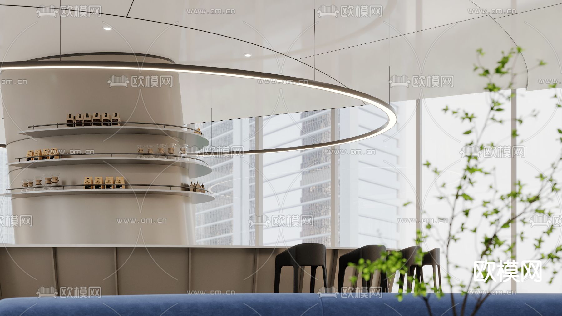 现代休闲茶水吧su模型下载（渲染图3）