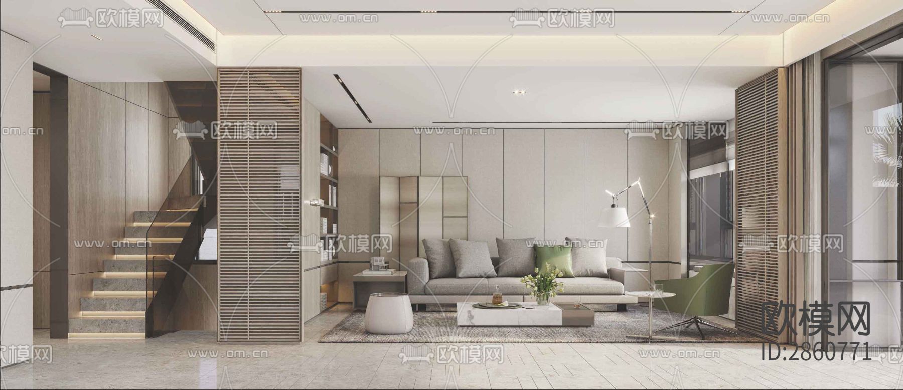 四层叠墅cad施工图下载（渲染图3）