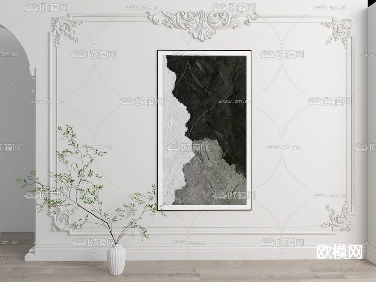 侘寂画 装饰画 肌理画 抽象画免费3d模型下载