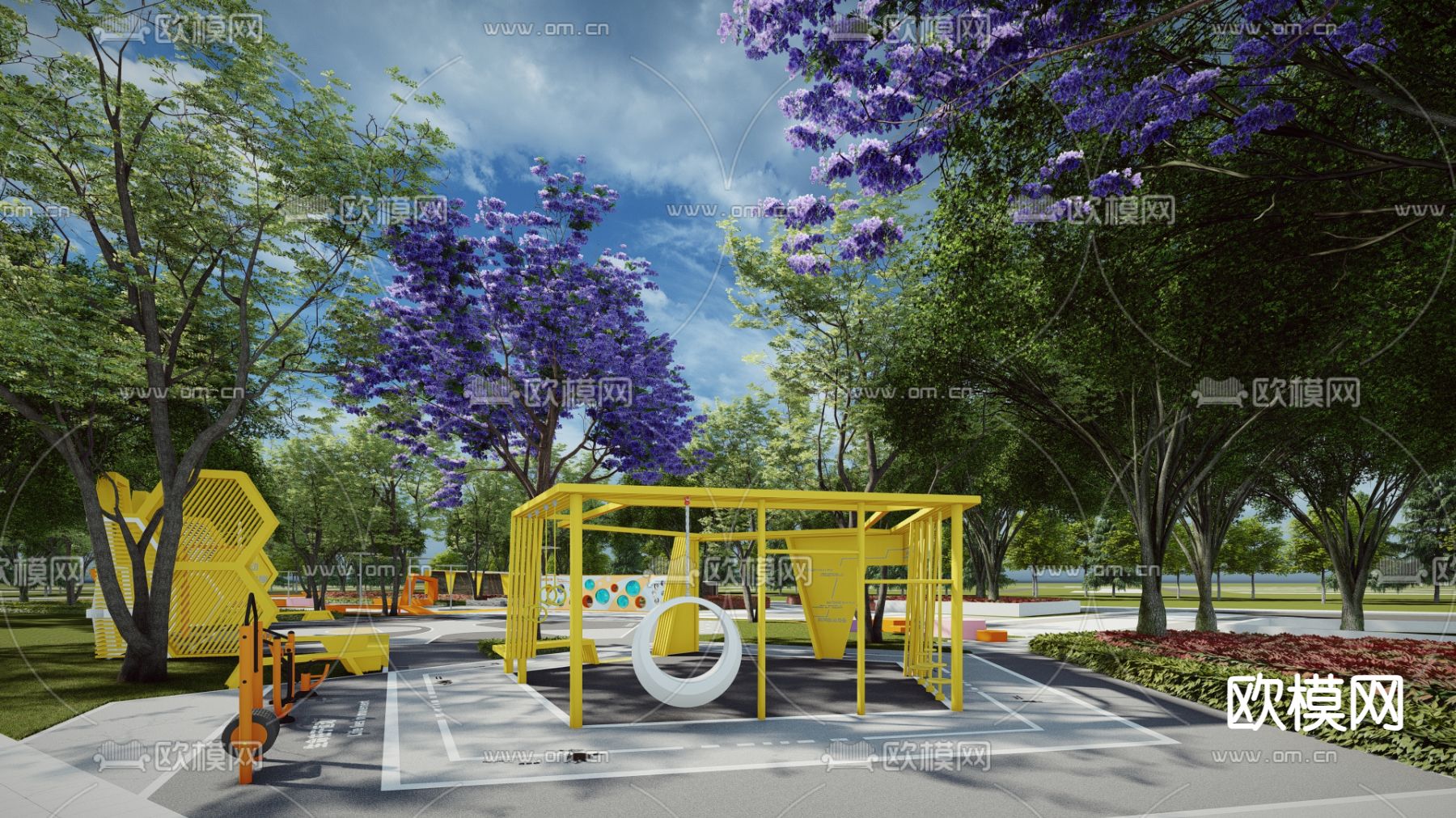 体育运动公园su模型下载（渲染图1）