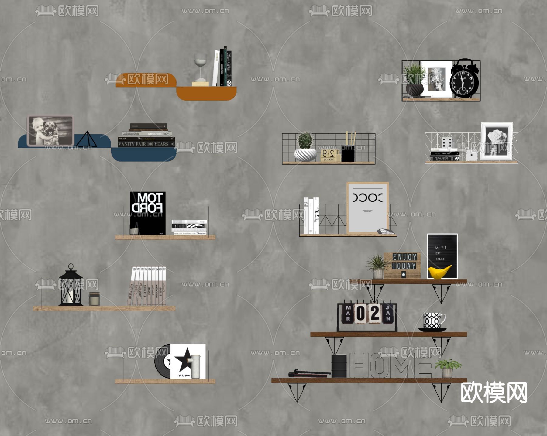 北欧隔板装饰架su模型下载（渲染图2）