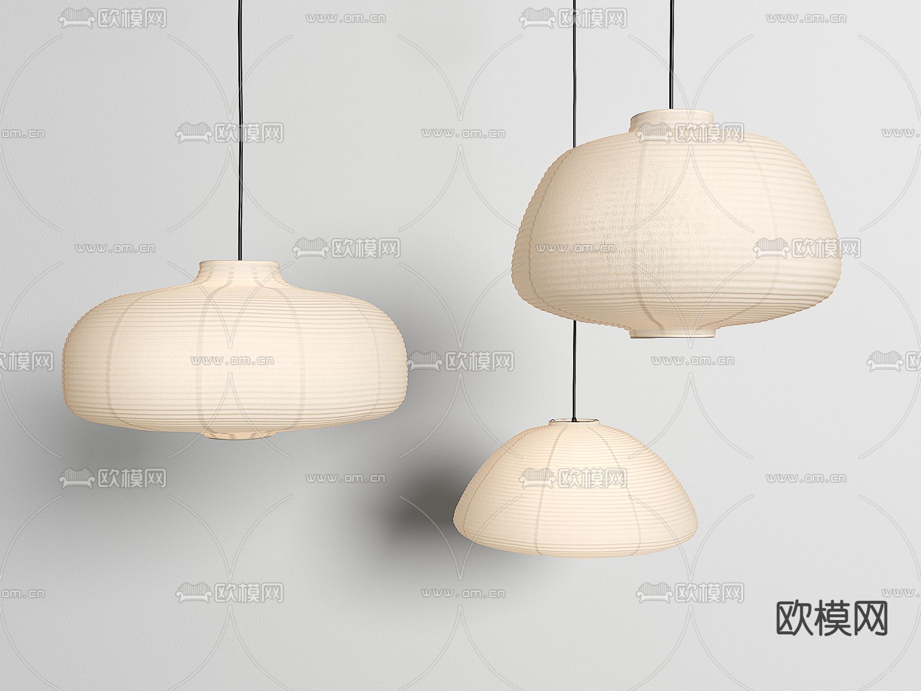 日式吊灯su模型下载（渲染图1）