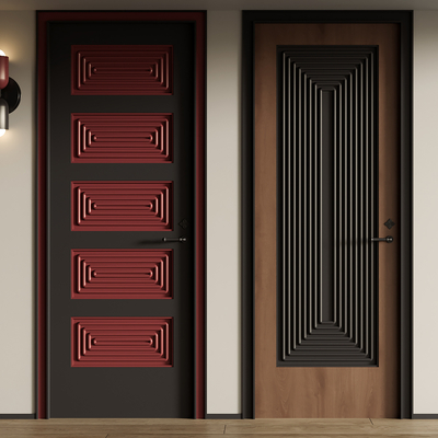 中古风单开门su模型