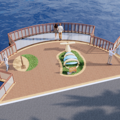 鱼形观景台 亲水平台su模型