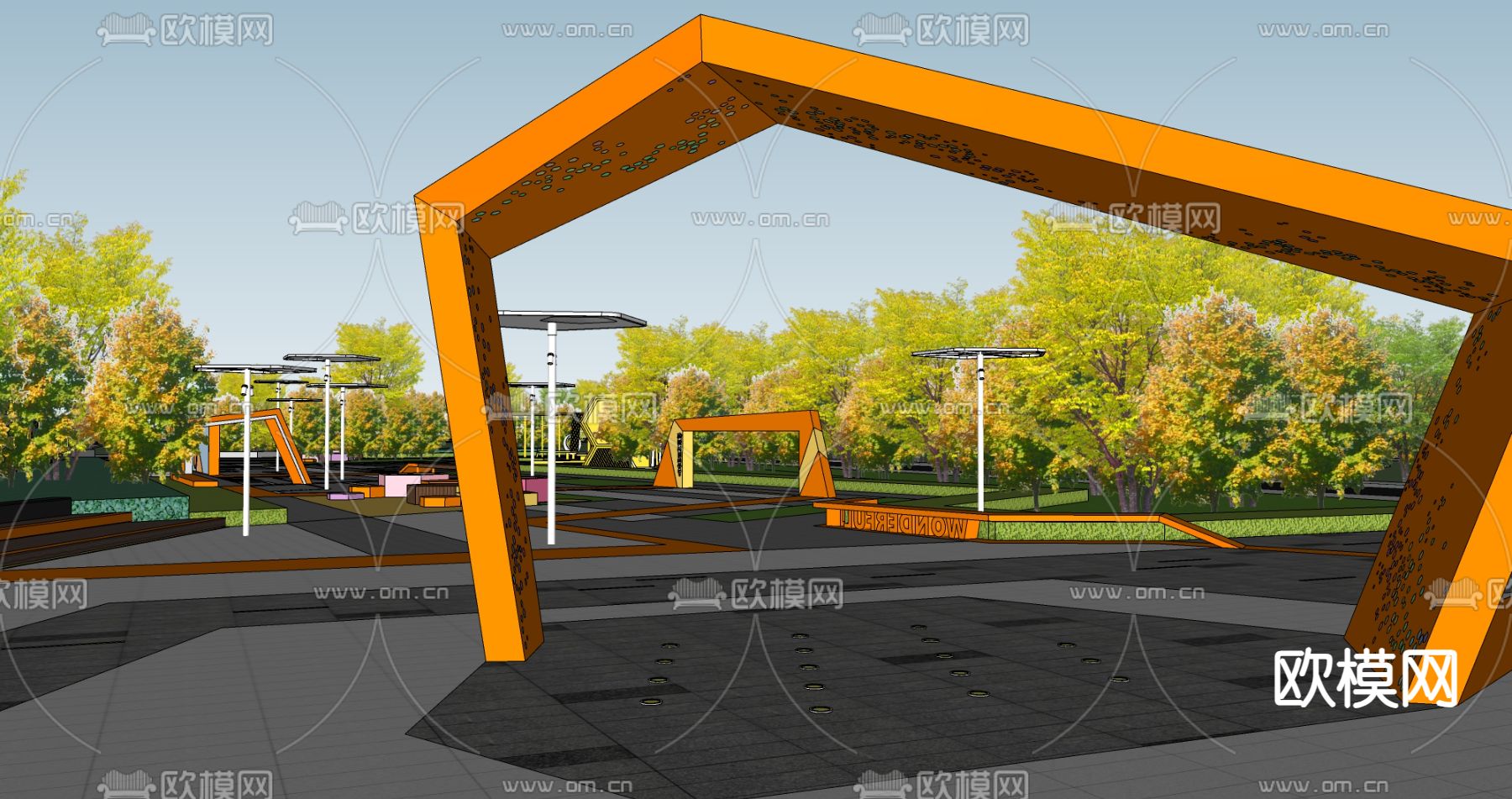 体育运动公园su模型下载（渲染图3）